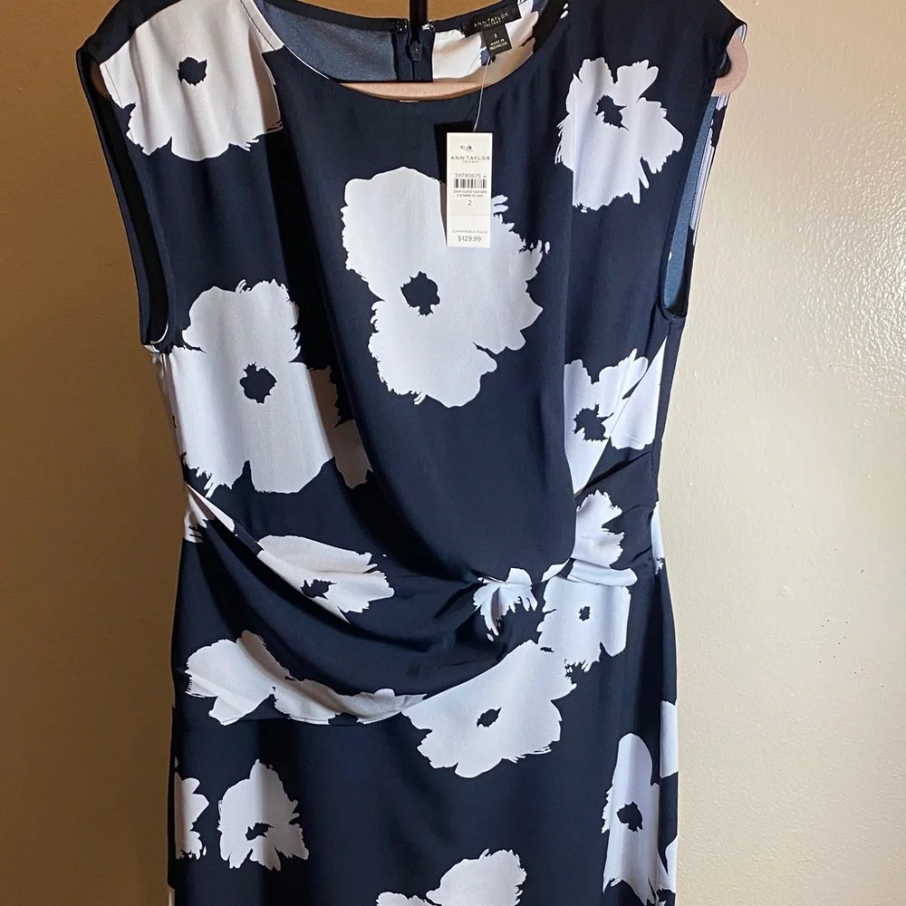 Ann Taylor Factory Navy and White Floral Midi Dress - Picture 4 of 6